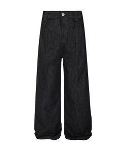 Pleated Original Denim Wide-Leg Curved Blade Jeans with Double Side Seam â€“ Trendy Vintage-Inspired Fashion for Effortless Style