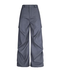 Pleated Straight Leg Pants for Women - High-Profile Three-Dimensional Casual Trendy Summer Trousers in American Style