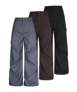 Pleated Straight Leg Pants for Women - High-Profile Three-Dimensional Casual Trendy Summer Trousers in American Style