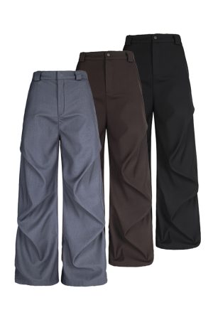 Pleated Straight Leg Pants for Women - High-Profile Three-Dimensional Casual Trendy Summer Trousers in American Style