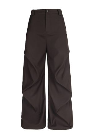 Pleated Straight Leg Pants for Women - High-Profile Three-Dimensional Casual Trendy Summer Trousers in American Style