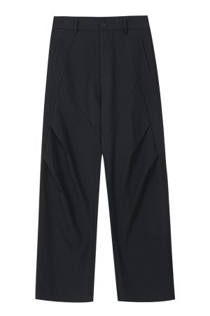 Pleated Wide-Leg Knife Pants - Clean Fit Curved Design for a Relaxed, Effortless Style - Perfect for Casual or Dressy Looks