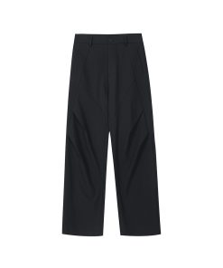 Pleated Wide-Leg Knife Pants - Clean Fit Curved Design for a Relaxed, Effortless Style - Perfect for Casual or Dressy Looks