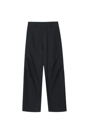 Pleated Wide-Leg Knife Pants - Clean Fit Curved Design for a Relaxed, Effortless Style - Perfect for Casual or Dressy Looks
