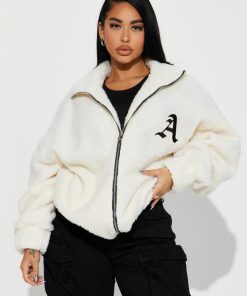 Plus Size Loose Casual Zipper Cardigan Coat with Lapel in Lamb Wool - Autumn Winter Fashion Warm Top