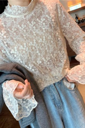 Plus Size Mesh Lace Hollow Sexy Inner Top - Crochet Base Shirt for Women, Autumn 2025 Fashion Trend