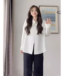 Plus Size Women's Long Sleeve Lapel Shirt with Double Zipper, Loose Fit Spring Autumn Top, Trendy and Slimming Fashion for Curvy Figures