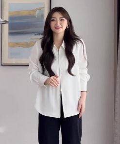 Plus Size Women's Long Sleeve Lapel Shirt with Double Zipper, Loose Fit Spring Autumn Top, Trendy and Slimming Fashion for Curvy Figures