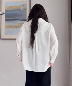 Plus Size Women's Long Sleeve Lapel Shirt with Double Zipper, Loose Fit Spring Autumn Top, Trendy and Slimming Fashion for Curvy Figures