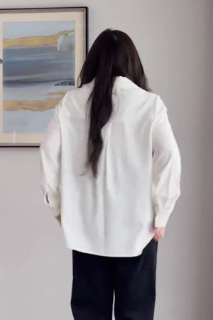 Plus Size Women's Long Sleeve Lapel Shirt with Double Zipper, Loose Fit Spring Autumn Top, Trendy and Slimming Fashion for Curvy Figures