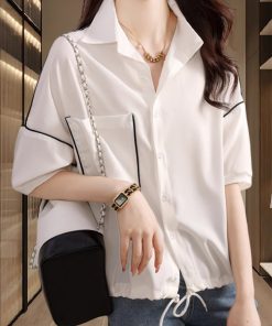 Plus Size Women's Puff Sleeve Blouse - Loose Fit Short Sleeve Top for Summer 2025, Trendy Casual Fashion Essential