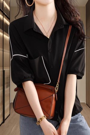 Plus Size Women's Puff Sleeve Blouse - Loose Fit Short Sleeve Top for Summer 2025, Trendy Casual Fashion Essential