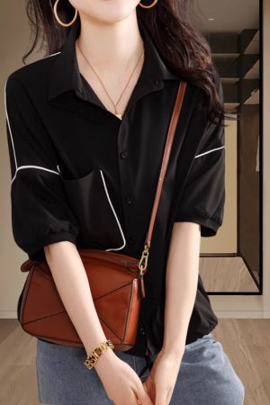 Plus Size Women's Puff Sleeve Blouse - Loose Fit Short Sleeve Top for Summer 2025, Trendy Casual Fashion Essential