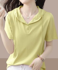 Plus Size Women's Pure Cotton Short Sleeve T-Shirt - Casual Slimming Summer Top, Covers Belly, Stylish Everyday Wear