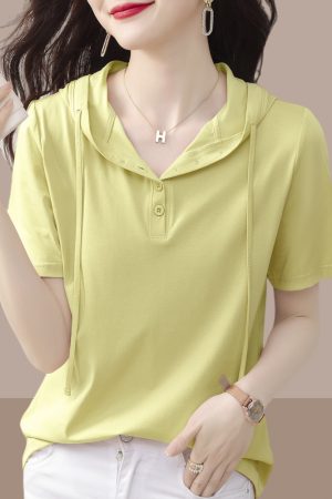 Plus Size Women's Pure Cotton Short Sleeve T-Shirt - Casual Slimming Summer Top, Covers Belly, Stylish Everyday Wear