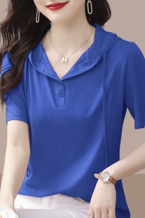 Plus Size Women's Pure Cotton Short Sleeve T-Shirt - Casual Slimming Summer Top, Covers Belly, Stylish Everyday Wear