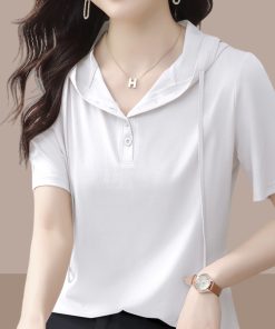 Plus Size Women's Pure Cotton Short Sleeve T-Shirt - Casual Slimming Summer Top, Covers Belly, Stylish Everyday Wear