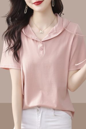 Plus Size Women's Pure Cotton Short Sleeve T-Shirt - Casual Slimming Summer Top, Covers Belly, Stylish Everyday Wear