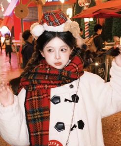 Plush Bear Ear Christmas Headband for Women - Cute Makeup and Face Washing Accessory for Autumn and Winter Amusement Park Photos