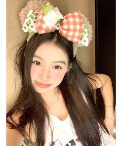 Plush Bow Headband Hat for Christmas and Birthdays - Cute Cartoon Hair Accessory, Versatile Hair Ornament for Festive Style