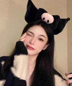 Plush Bow Headband Hat for Christmas and Birthdays - Cute Cartoon Hair Accessory, Versatile Hair Ornament for Festive Style