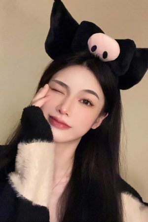 Plush Bow Headband Hat for Christmas and Birthdays - Cute Cartoon Hair Accessory, Versatile Hair Ornament for Festive Style