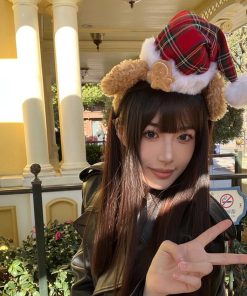 Plush Bow Headband Hat for Christmas and Birthdays - Cute Cartoon Hair Accessory, Versatile Hair Ornament for Festive Style