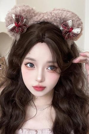 Plush Bow Headband Hat for Christmas and Birthdays - Cute Cartoon Hair Accessory, Versatile Hair Ornament for Festive Style