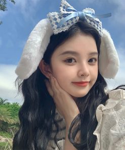 Plush Bow Headband Hat for Christmas and Birthdays - Cute Cartoon Hair Accessory, Versatile Hair Ornament for Festive Style