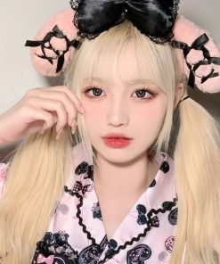 Plush Bow Headband Hat for Christmas and Birthdays - Cute Cartoon Hair Accessory, Versatile Hair Ornament for Festive Style