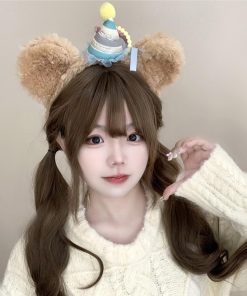 Plush Bow Headband Hat for Christmas and Birthdays - Cute Cartoon Hair Accessory, Versatile Hair Ornament for Festive Style