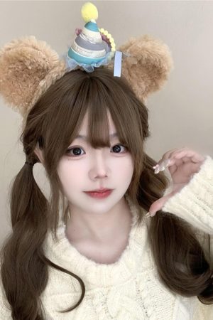 Plush Bow Headband Hat for Christmas and Birthdays - Cute Cartoon Hair Accessory, Versatile Hair Ornament for Festive Style