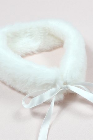 Plush Bunny Ear Headband and Velvet Collar Choker Necklace Set, Cute Sweet Girl Lolita Style for Christmas
