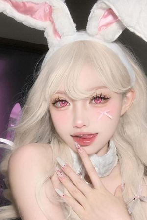 Plush Bunny Ear Headband and Velvet Collar Choker Necklace Set, Cute Sweet Girl Lolita Style for Christmas