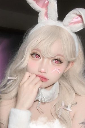 Plush Bunny Ear Headband and Velvet Collar Choker Necklace Set, Cute Sweet Girl Lolita Style for Christmas