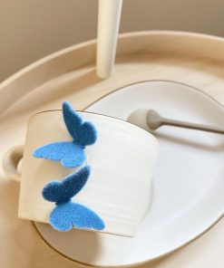 Plush Butterfly Velvet Stud Earrings for Women - High-End French Style Autumn Winter Accessories - Trendy Internet Celebrity Design