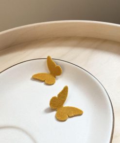 Plush Butterfly Velvet Stud Earrings for Women - High-End French Style Autumn Winter Accessories - Trendy Internet Celebrity Design