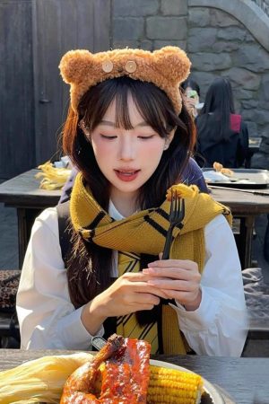 Plush Cartoon Bear Headband for Kids - Cute Face Washing Hairpin, Amusement Park Hair Accessories, Ideal for Photos and Fun