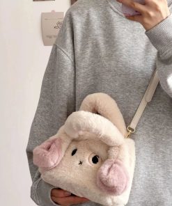 Plush Cute Rabbit Tote Bag for Women - Handheld, Shoulder, Crossbody - Autumn Winter 2025 Cartoon Fur Style