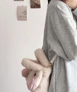 Plush Cute Rabbit Tote Bag for Women - Handheld, Shoulder, Crossbody - Autumn Winter 2025 Cartoon Fur Style