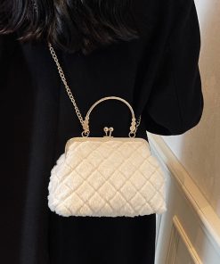 Plush Handheld Evening Bag - Versatile Chain Shoulder Crossbody for Spring & Summer 2025, Cute Small Bag for Women