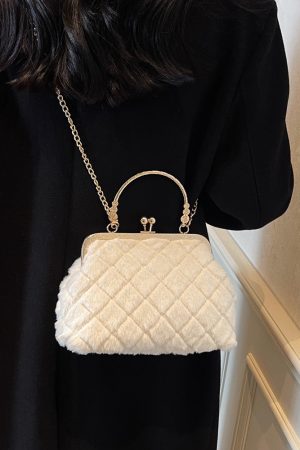 Plush Handheld Evening Bag - Versatile Chain Shoulder Crossbody for Spring & Summer 2025, Cute Small Bag for Women