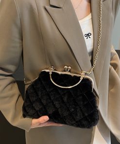 Plush Handheld Evening Bag - Versatile Chain Shoulder Crossbody for Spring & Summer 2025, Cute Small Bag for Women