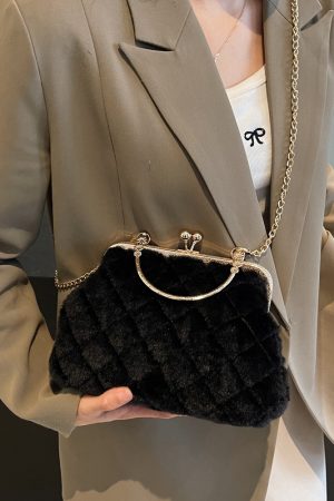 Plush Handheld Evening Bag - Versatile Chain Shoulder Crossbody for Spring & Summer 2025, Cute Small Bag for Women