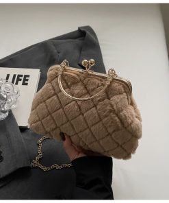 Plush Handheld Evening Bag - Versatile Chain Shoulder Crossbody for Spring & Summer 2025, Cute Small Bag for Women