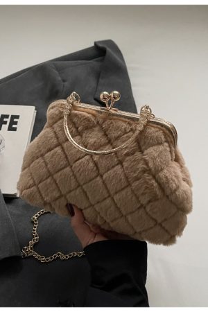 Plush Handheld Evening Bag - Versatile Chain Shoulder Crossbody for Spring & Summer 2025, Cute Small Bag for Women