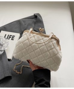 Plush Handheld Evening Bag - Versatile Chain Shoulder Crossbody for Spring & Summer 2025, Cute Small Bag for Women