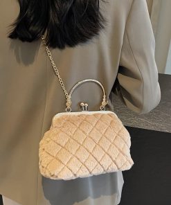 Plush Handheld Evening Bag - Versatile Chain Shoulder Crossbody for Spring & Summer 2025, Cute Small Bag for Women