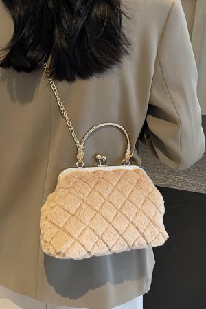 Plush Handheld Evening Bag - Versatile Chain Shoulder Crossbody for Spring & Summer 2025, Cute Small Bag for Women