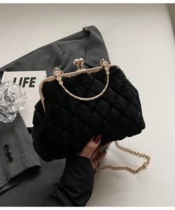 Plush Handheld Evening Bag - Versatile Chain Shoulder Crossbody for Spring & Summer 2025, Cute Small Bag for Women